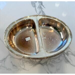 International Silver Co. Silverplate Divided Serving Dish Oval Vintage Tableware